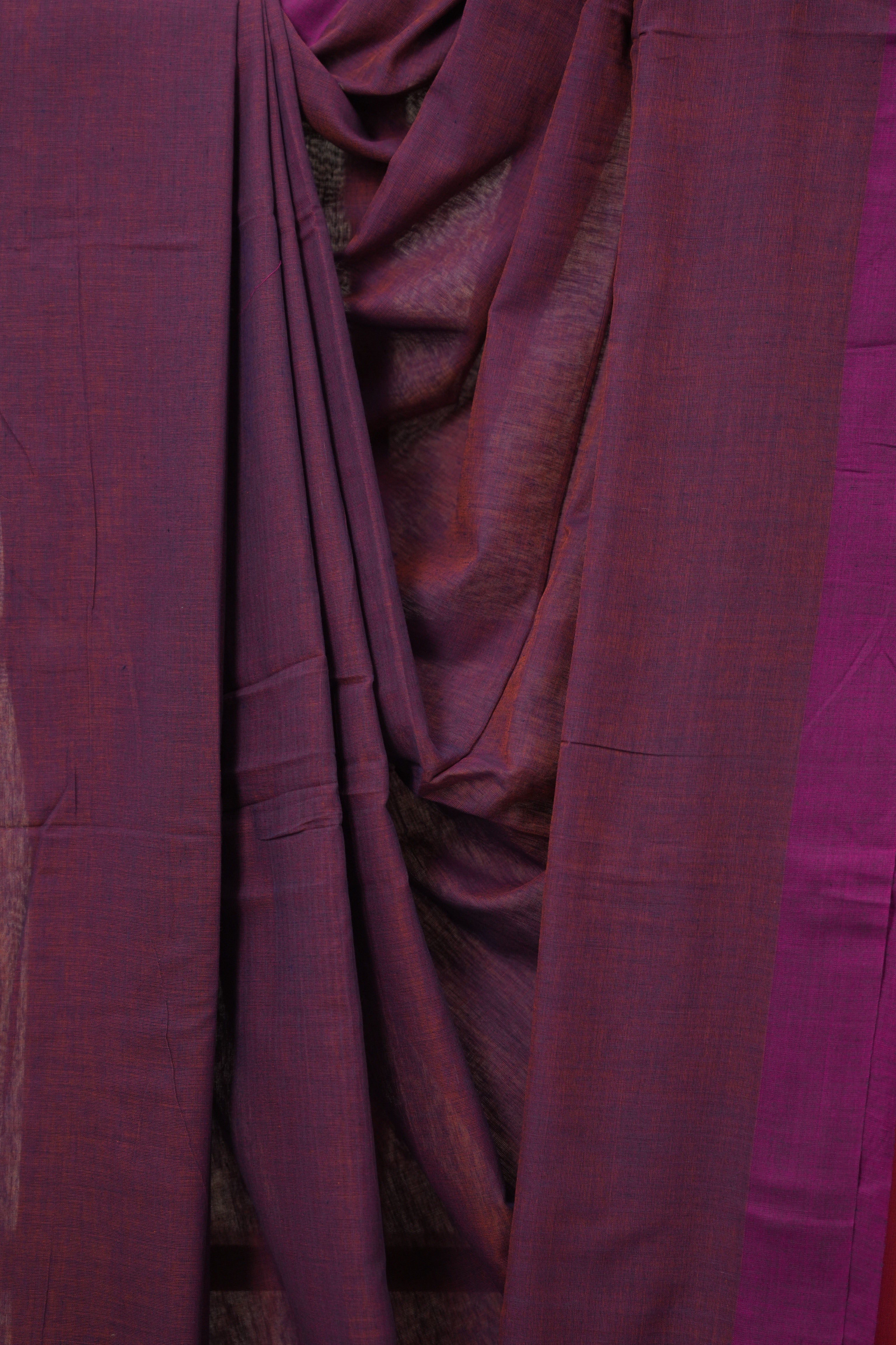 Plum Purple Bengal Cotton Saree - SRPPBCS153