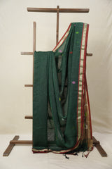 Green Linen Jamdani Saree - SRGLJS506