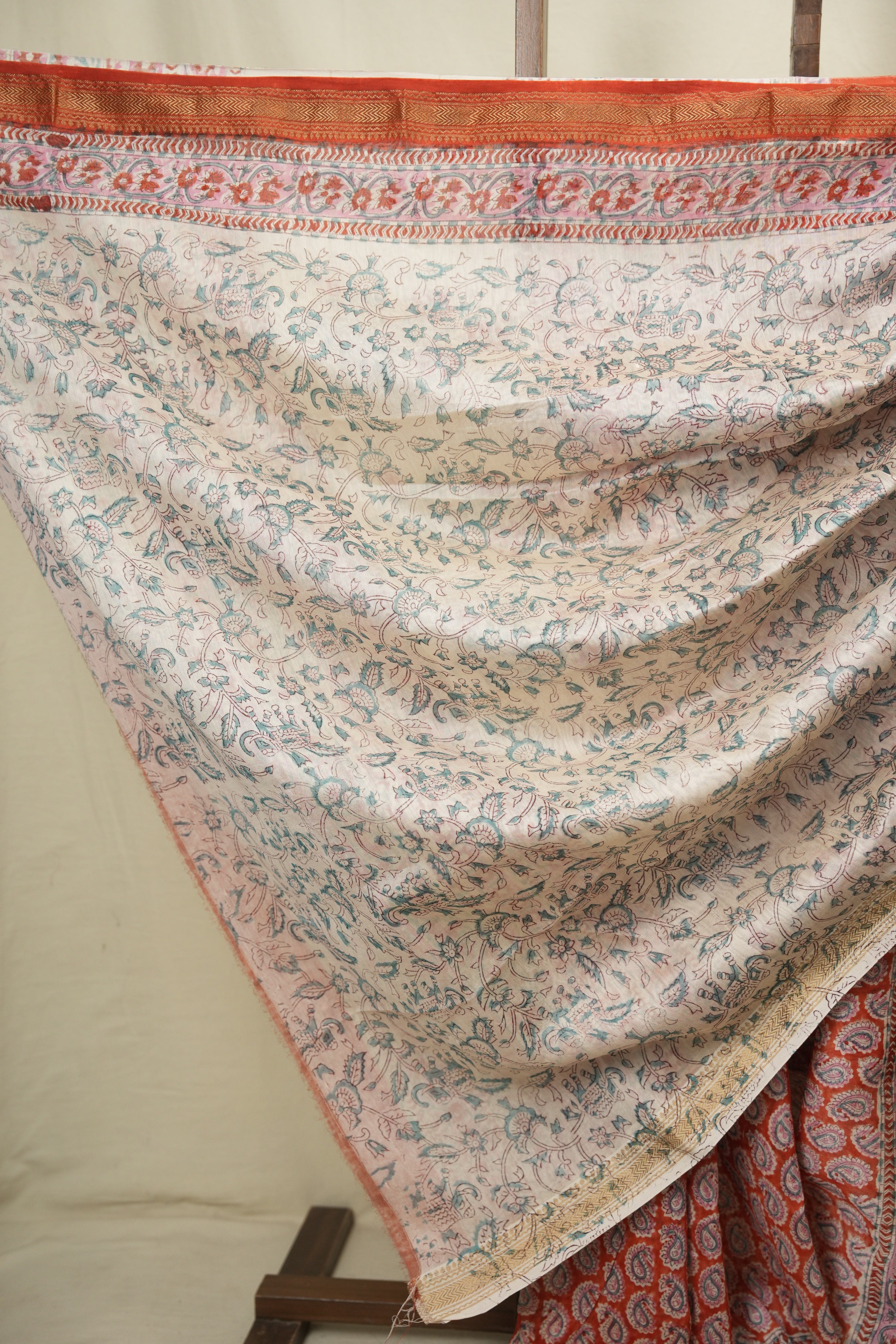 Orange HBP Cotton Silk Saree With Maheshwari Border - SROCSS1823