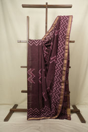 Wine HBP Cotton Silk Saree With Maheshwari Border - SRWCSS1828