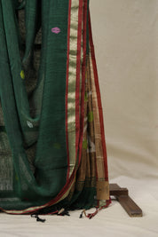 Green Linen Jamdani Saree - SRGLJS506