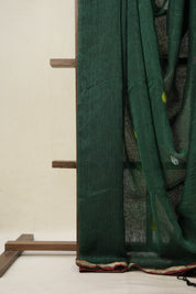 Green Linen Jamdani Saree - SRGLJS506