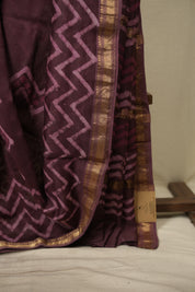Wine HBP Cotton Silk Saree With Maheshwari Border - SRWCSS1828
