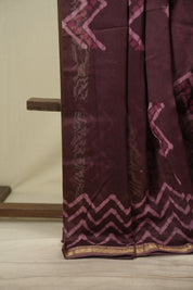 Wine HBP Cotton Silk Saree With Maheshwari Border - SRWCSS1828