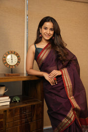 Purple Cotton Ilkal Saree - SRPCIS876