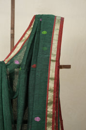 Green Linen Jamdani Saree - SRGLJS506