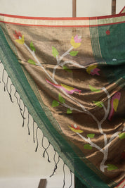 Green Linen Jamdani Saree - SRGLJS506