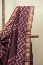 Wine HBP Cotton Silk Saree With Maheshwari Border - SRWCSS1828