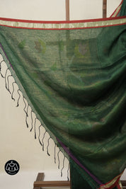 Green Linen Jamdani Saree - SRGLJS506