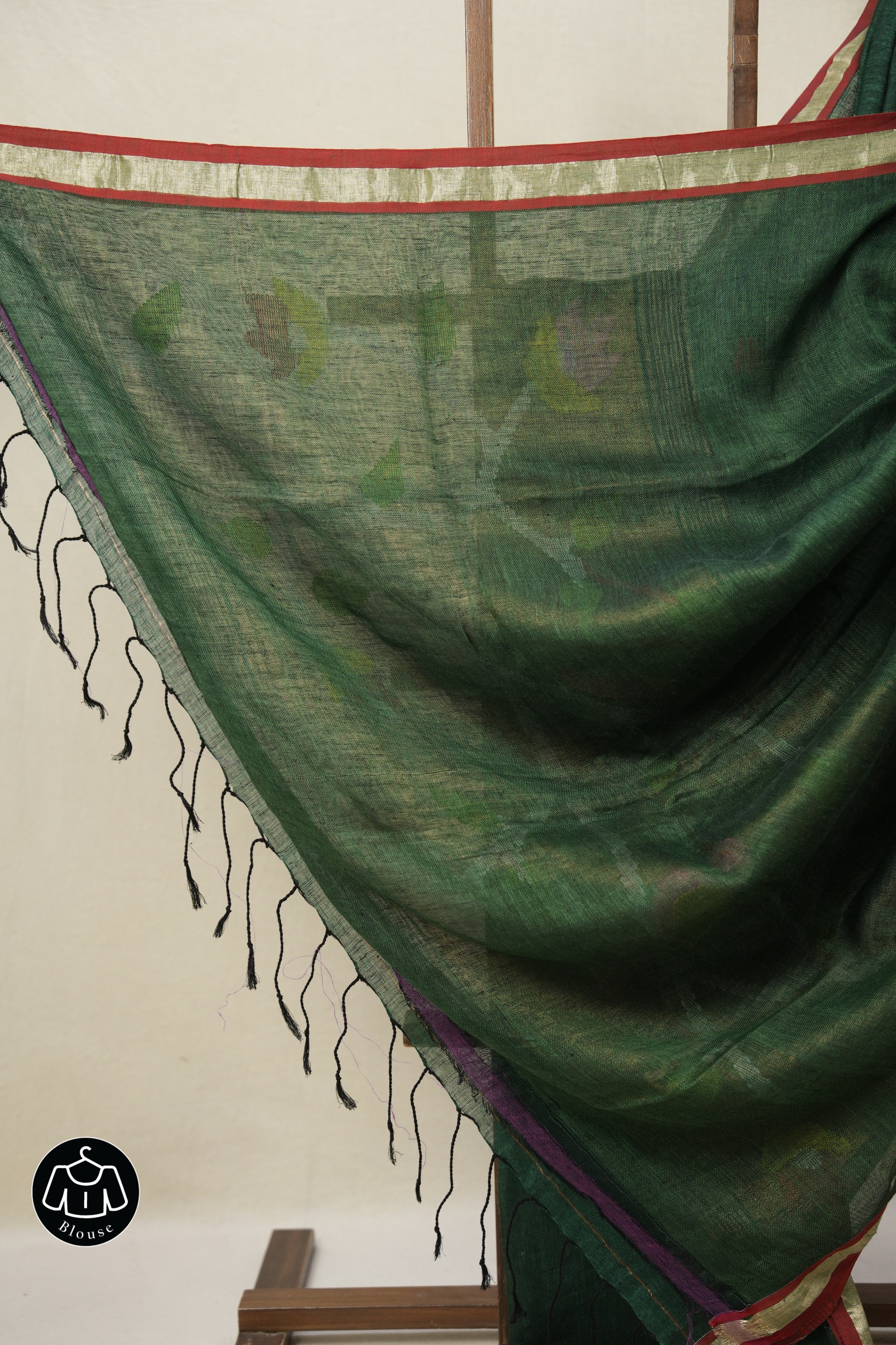 Green Linen Jamdani Saree - SRGLJS506