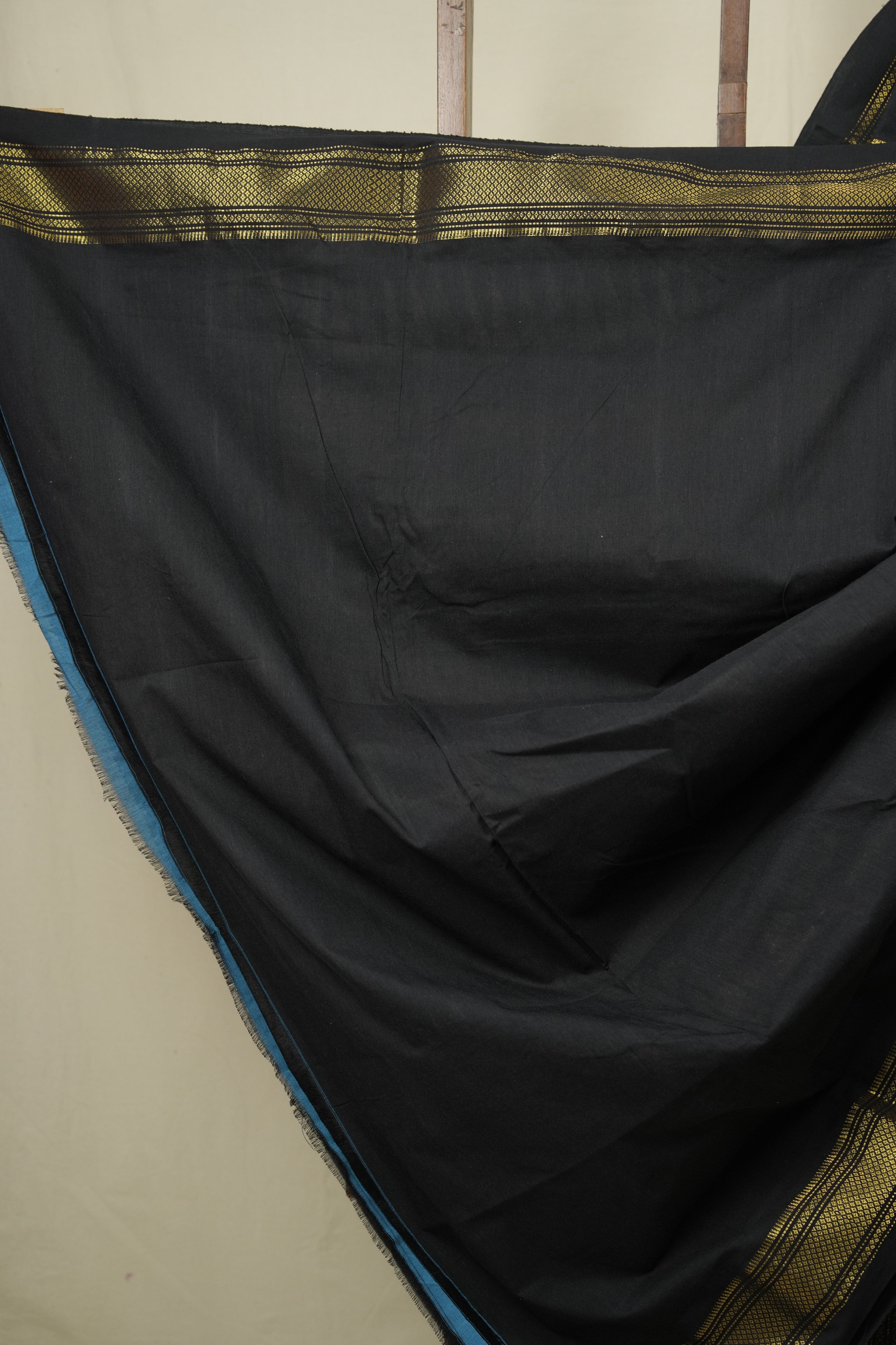 Black Cotton Paithani Saree - SRBCPS804