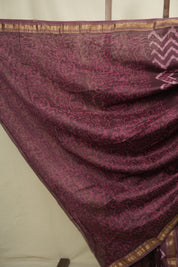 Wine HBP Cotton Silk Saree With Maheshwari Border - SRWCSS1828