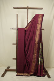 Maroon Cotton Paithani Saree - SRMCPS805