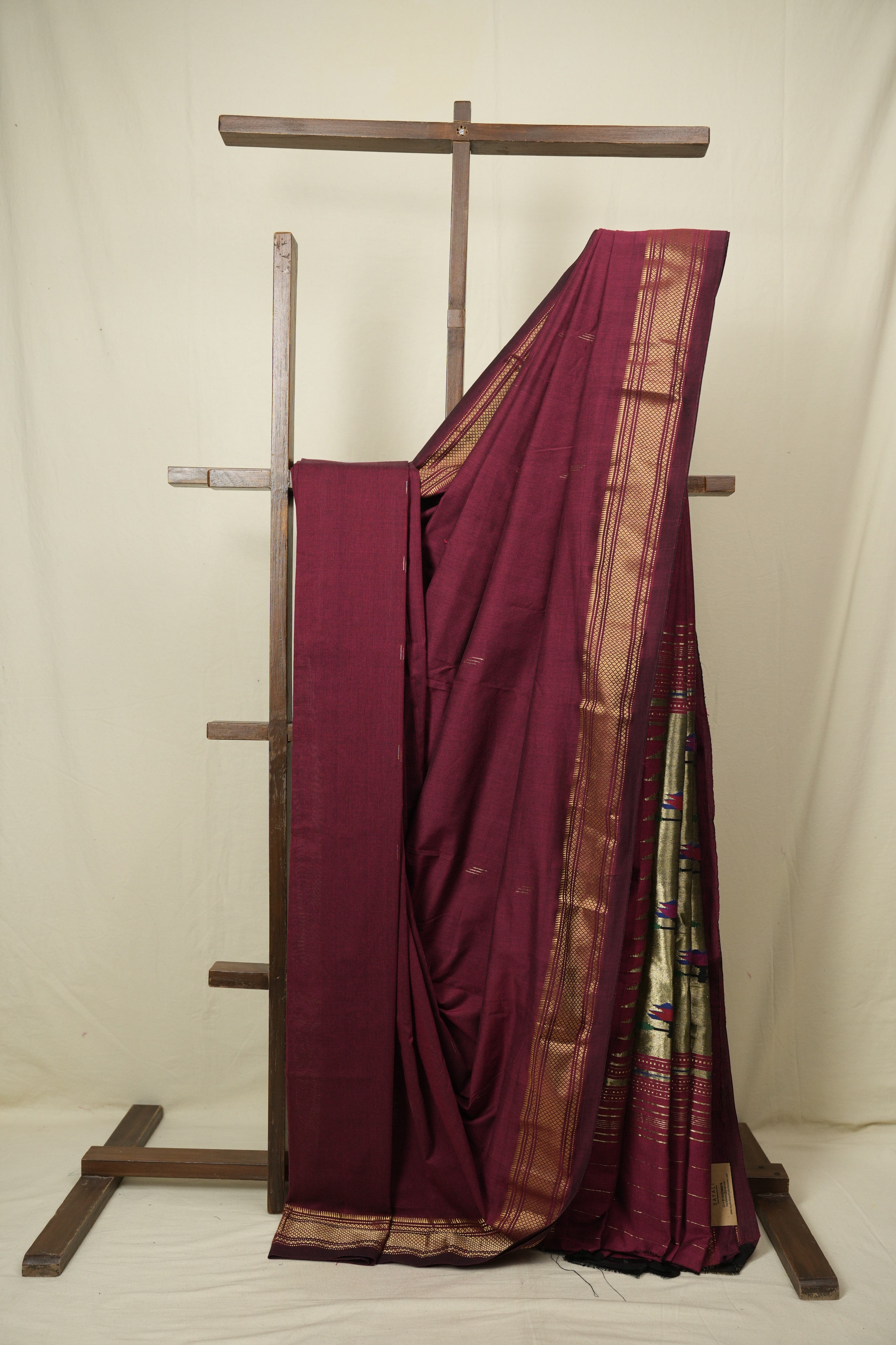 Maroon Cotton Paithani Saree - SRMCPS805