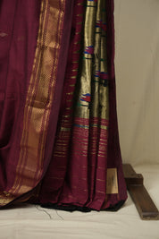 Maroon Cotton Paithani Saree - SRMCPS805