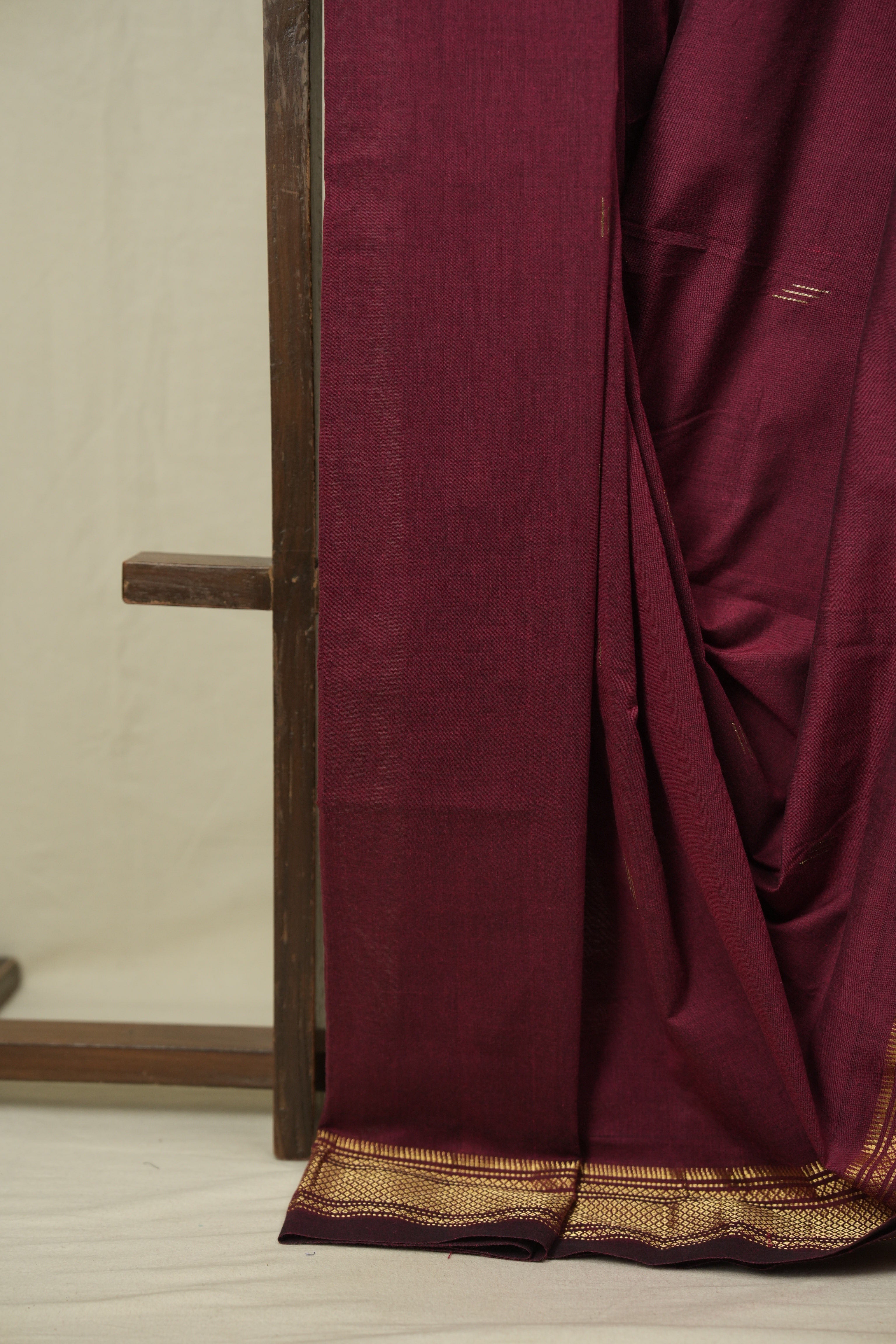 Maroon Cotton Paithani Saree - SRMCPS805
