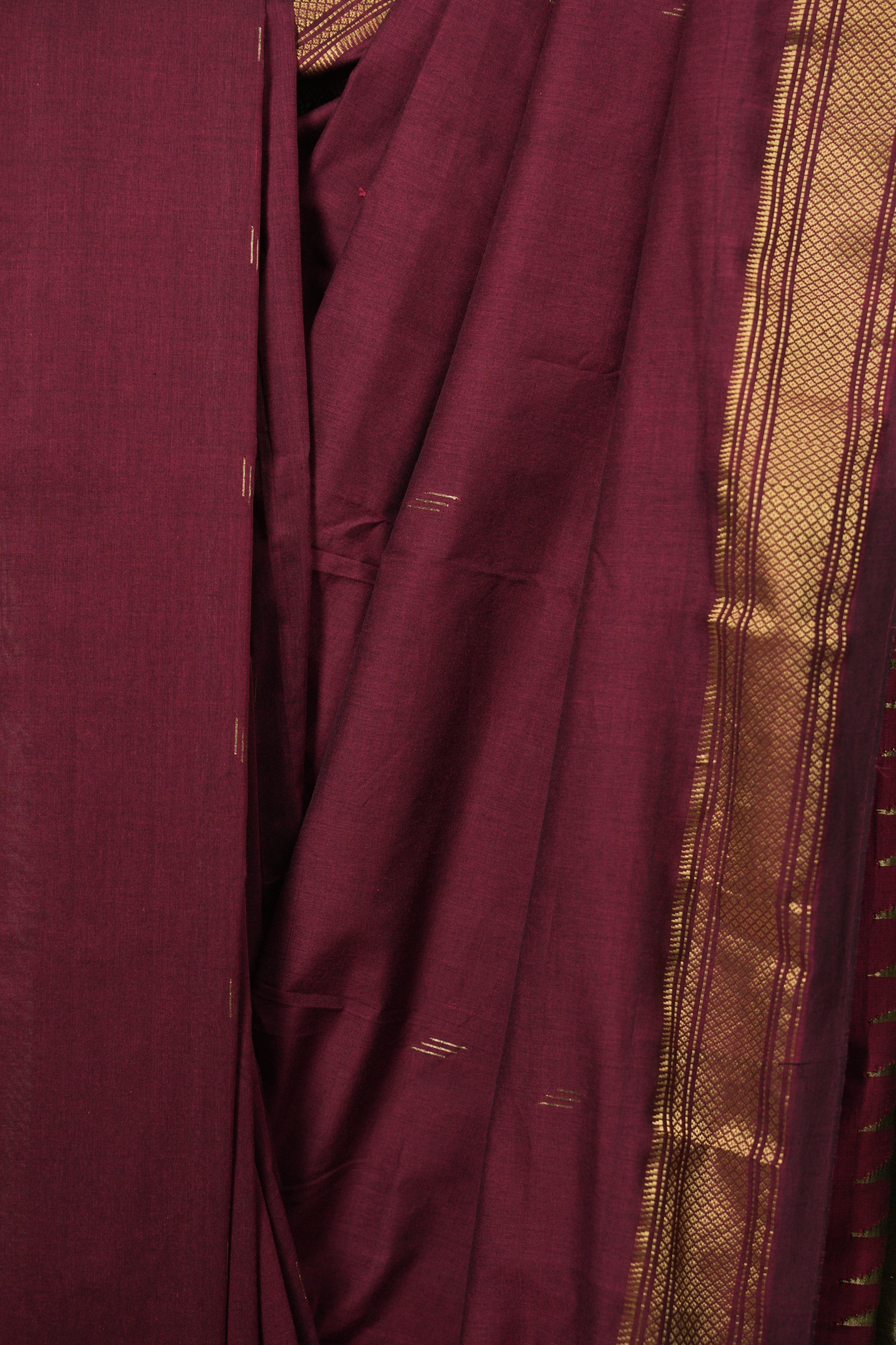 Maroon Cotton Paithani Saree - SRMCPS805