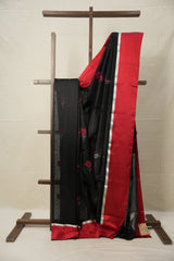 Black Red Border Pattu Chanderi Silk Saree - SRBRBPCSS455