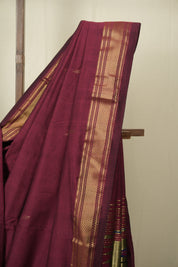 Maroon Cotton Paithani Saree - SRMCPS805