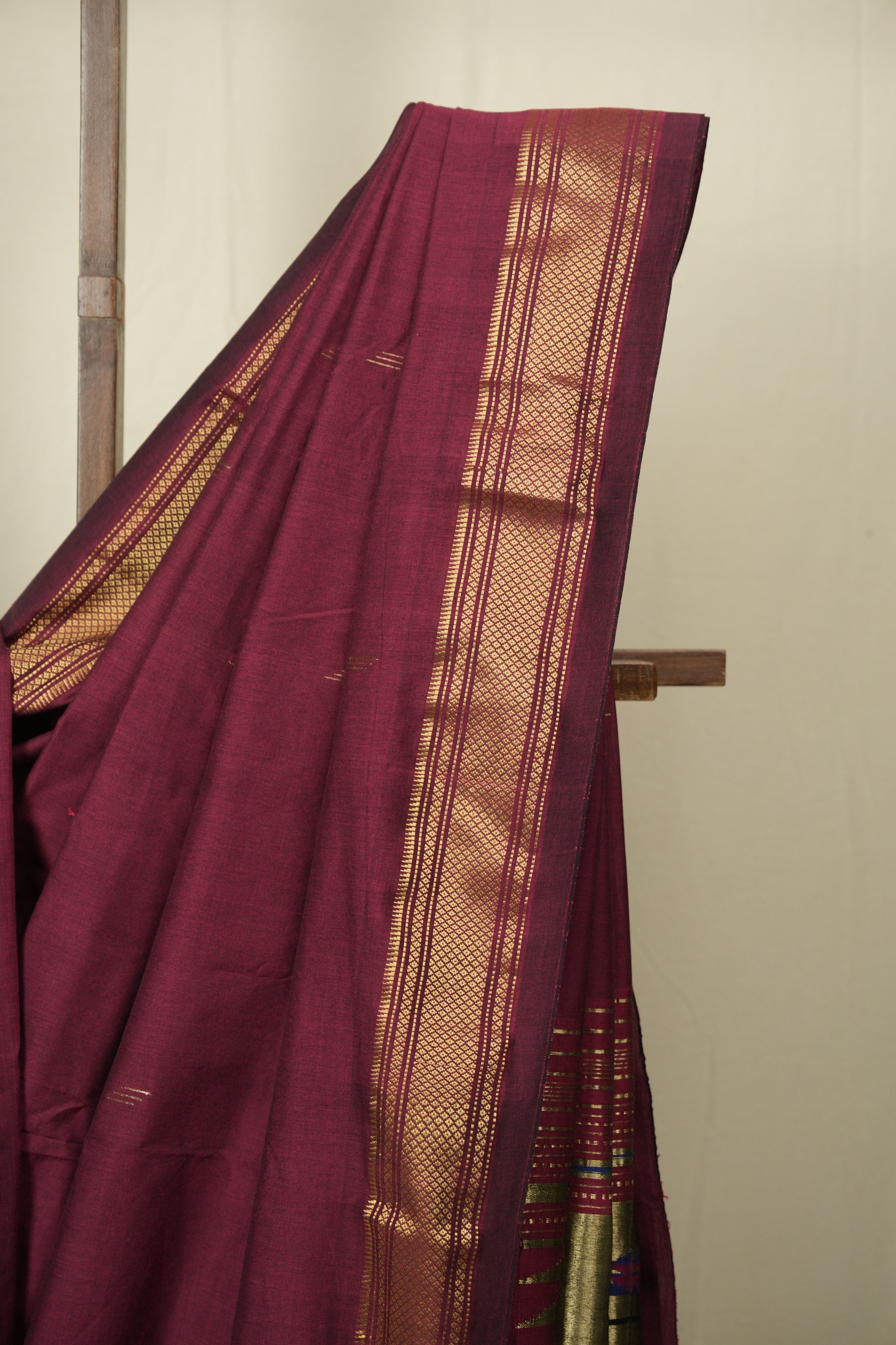 Maroon Cotton Paithani Saree - SRMCPS805