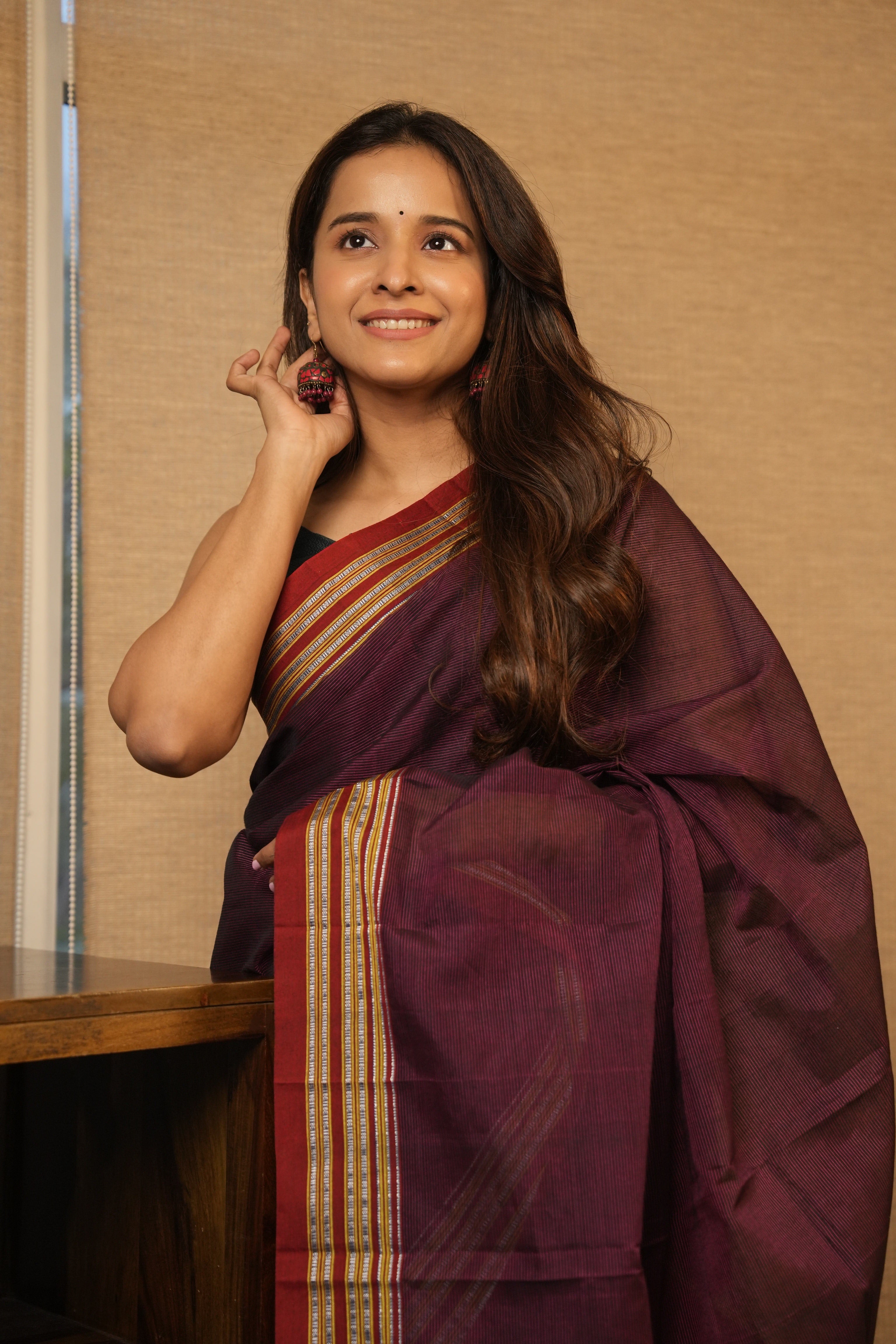 Purple Cotton Ilkal Saree - SRPCIS876