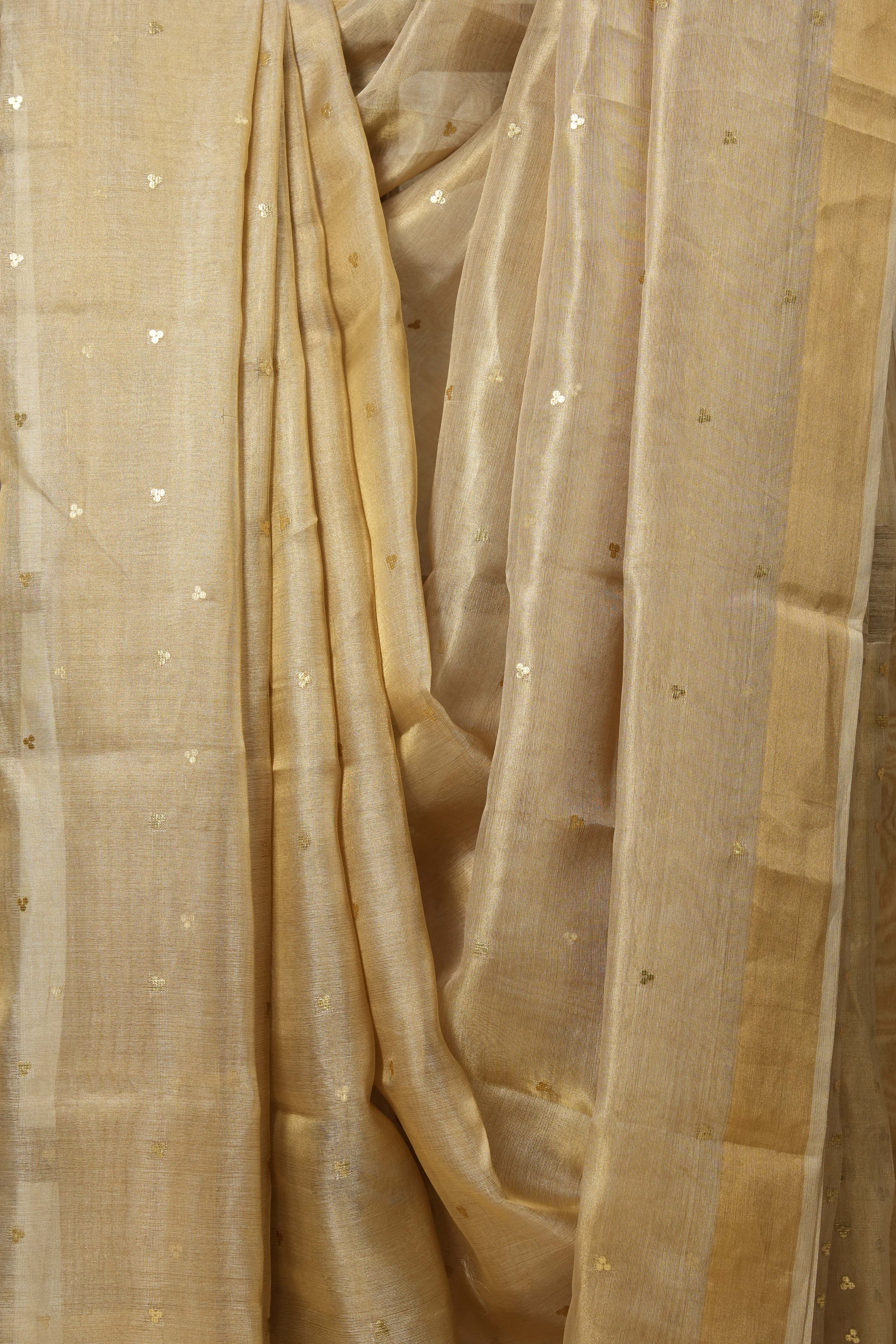 Beige Sequin Tissue Tussar Silk Saree - SRBSTTSS514