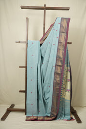 Sea Blue Cotton Paithani Saree - SRSBCPS797