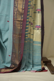 Sea Blue Cotton Paithani Saree - SRSBCPS797