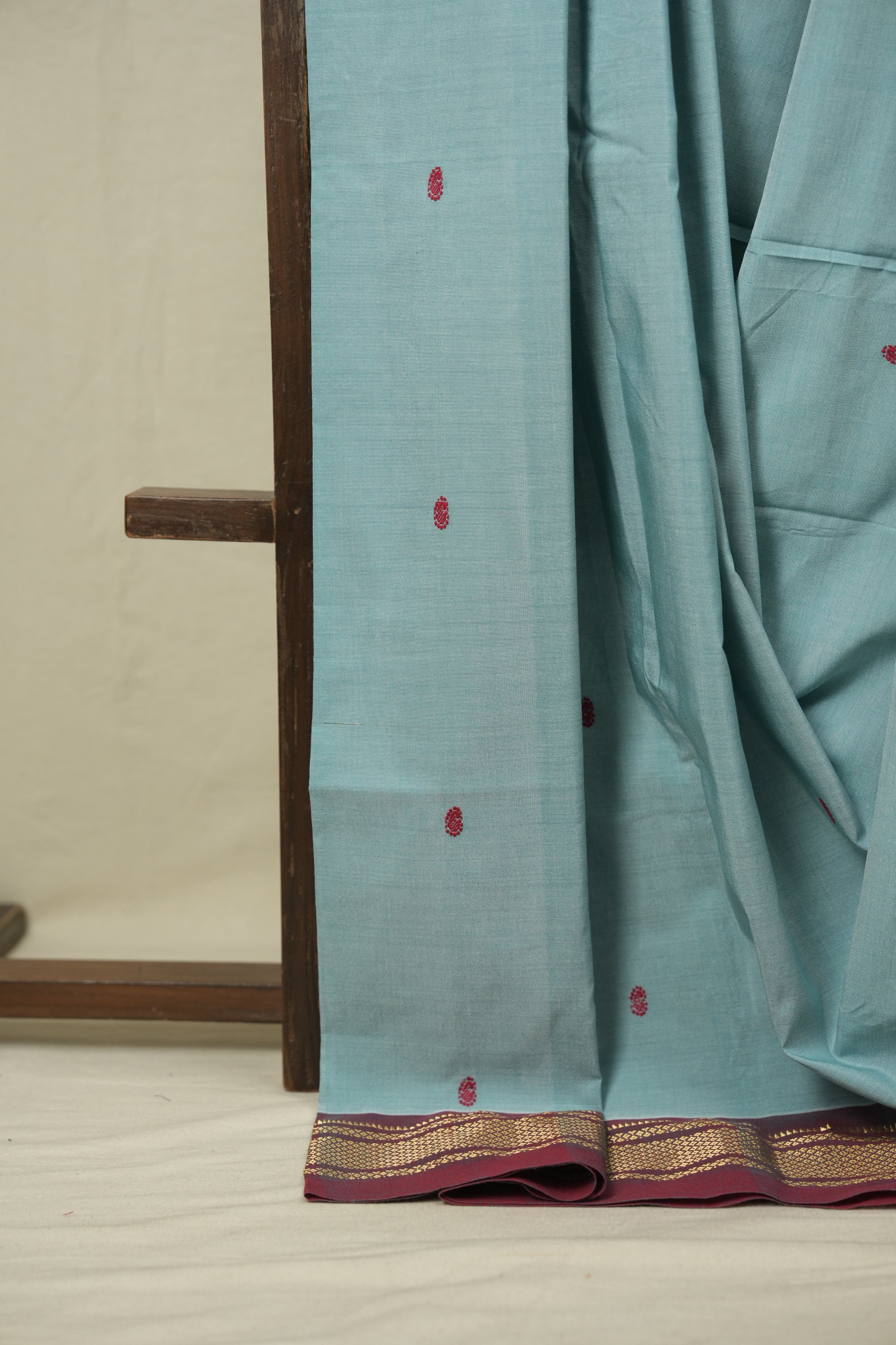 Sea Blue Cotton Paithani Saree - SRSBCPS797