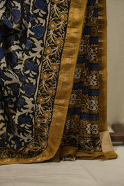 Black - Blue HBP Cotton Silk Saree With Maheshwari Border - SRBCSS1821