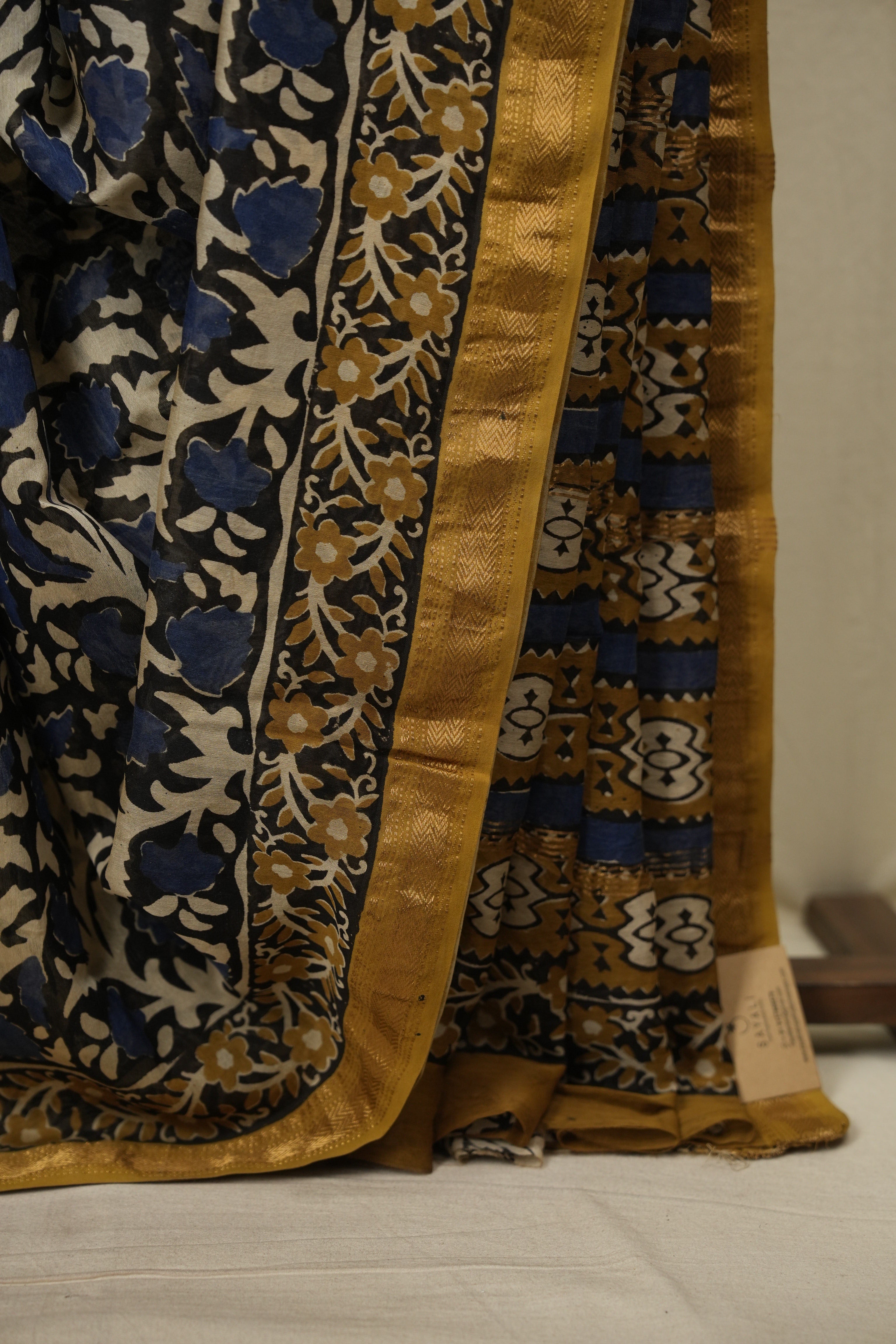 Black - Blue HBP Cotton Silk Saree With Maheshwari Border - SRBCSS1821