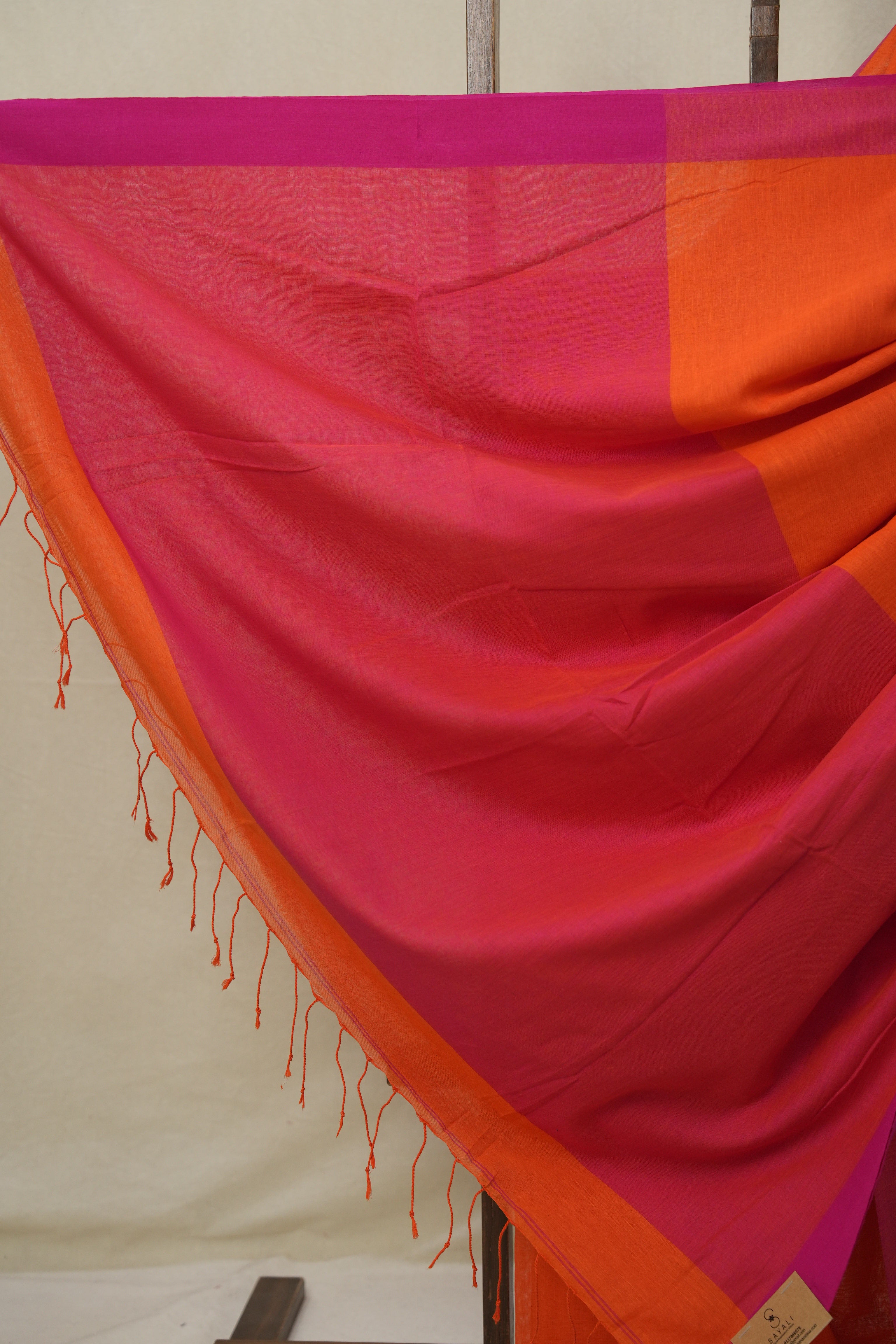 Dark Orange Bengal Cotton Saree - SRDOBCS138