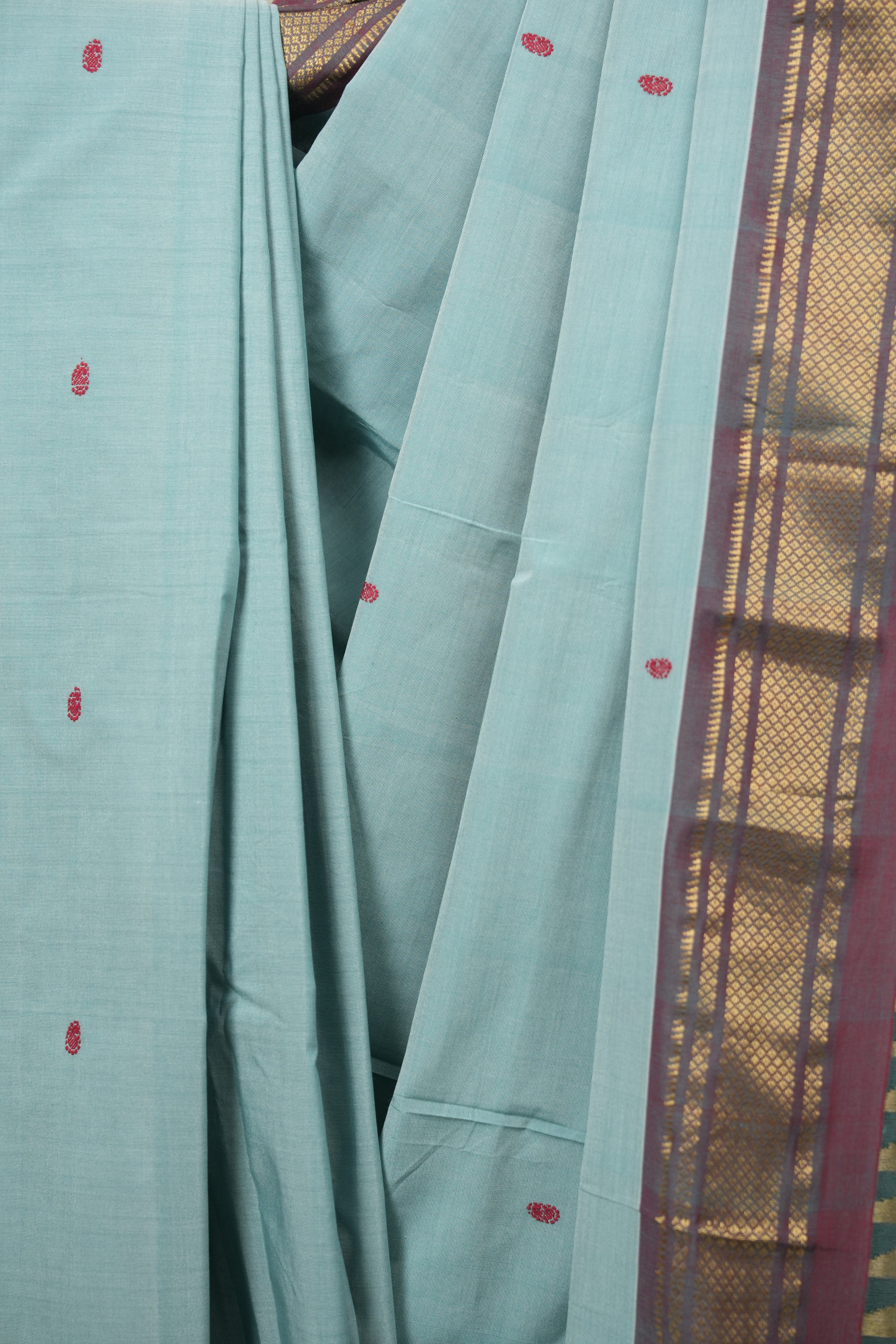 Sea Blue Cotton Paithani Saree - SRSBCPS797