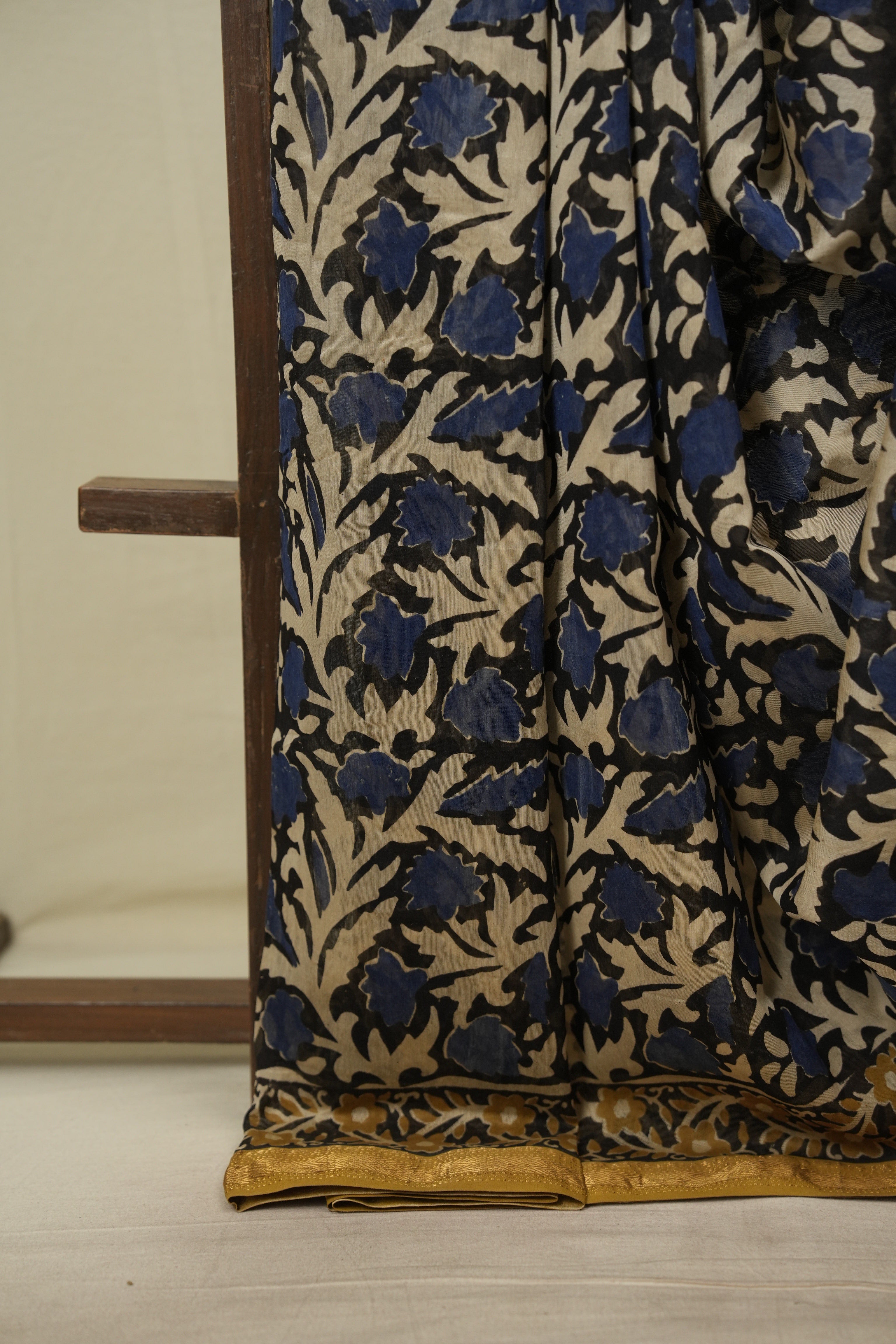 Black - Blue HBP Cotton Silk Saree With Maheshwari Border - SRBCSS1821