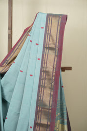 Sea Blue Cotton Paithani Saree - SRSBCPS797