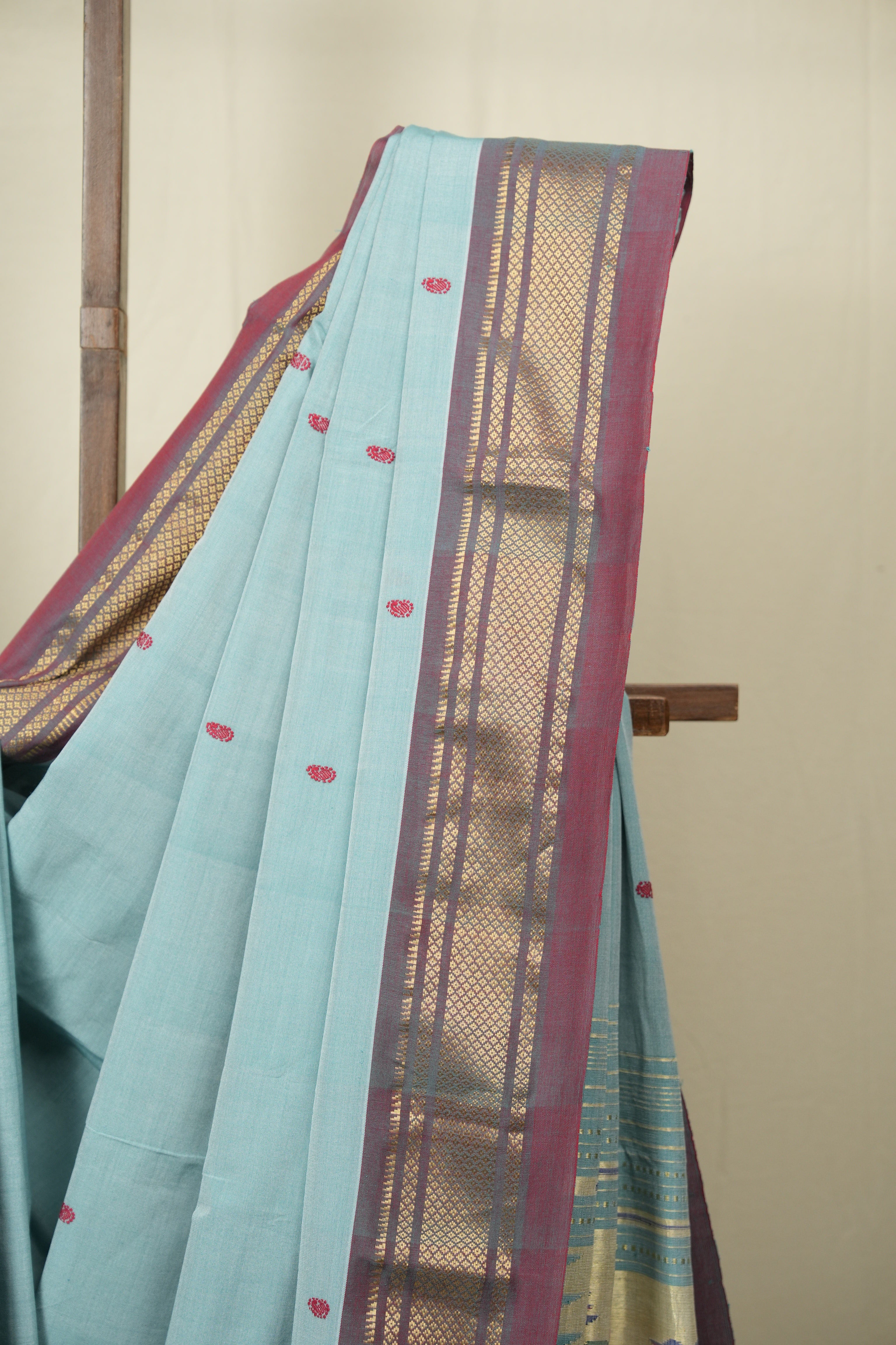 Sea Blue Cotton Paithani Saree - SRSBCPS797