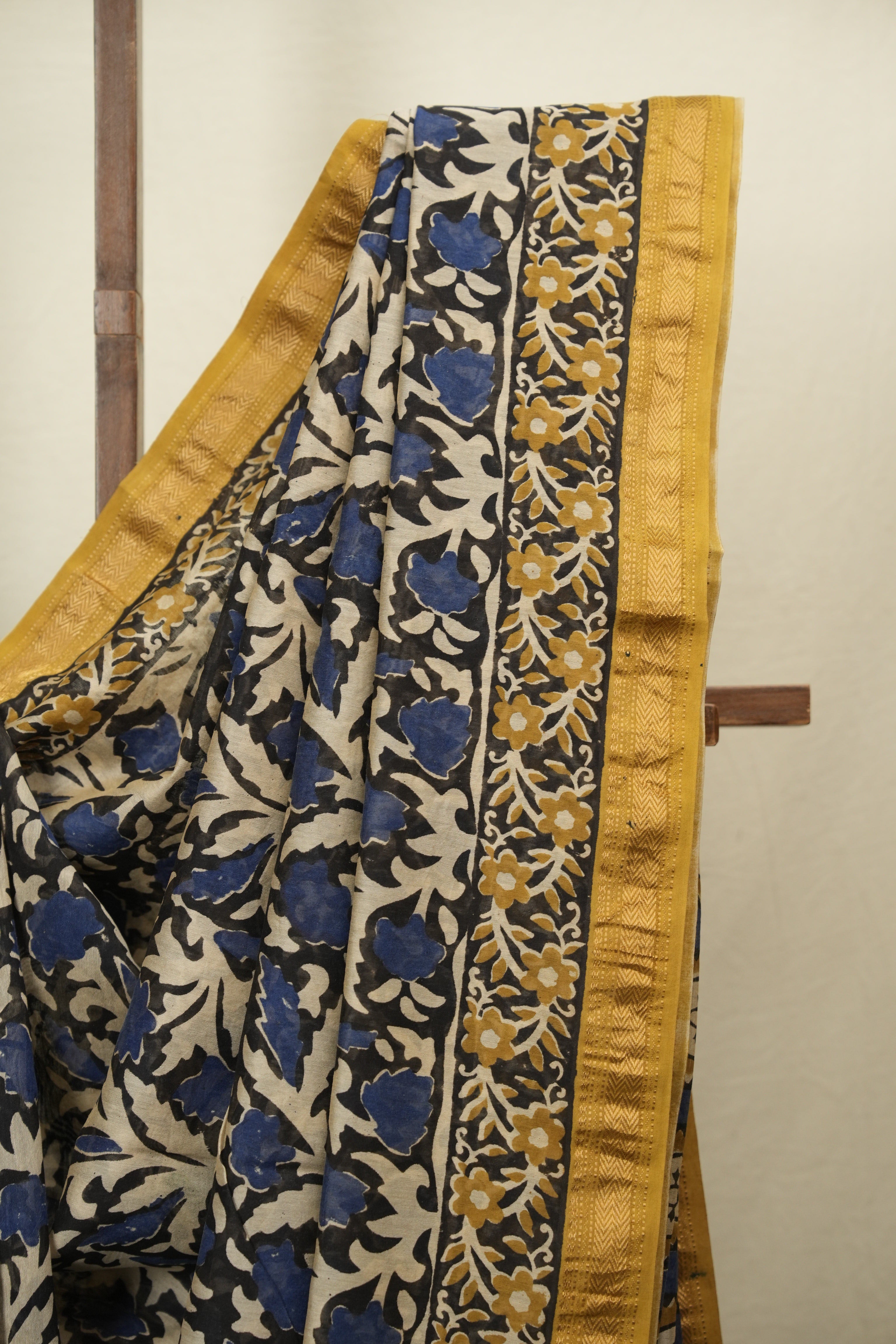 Black - Blue HBP Cotton Silk Saree With Maheshwari Border - SRBCSS1821