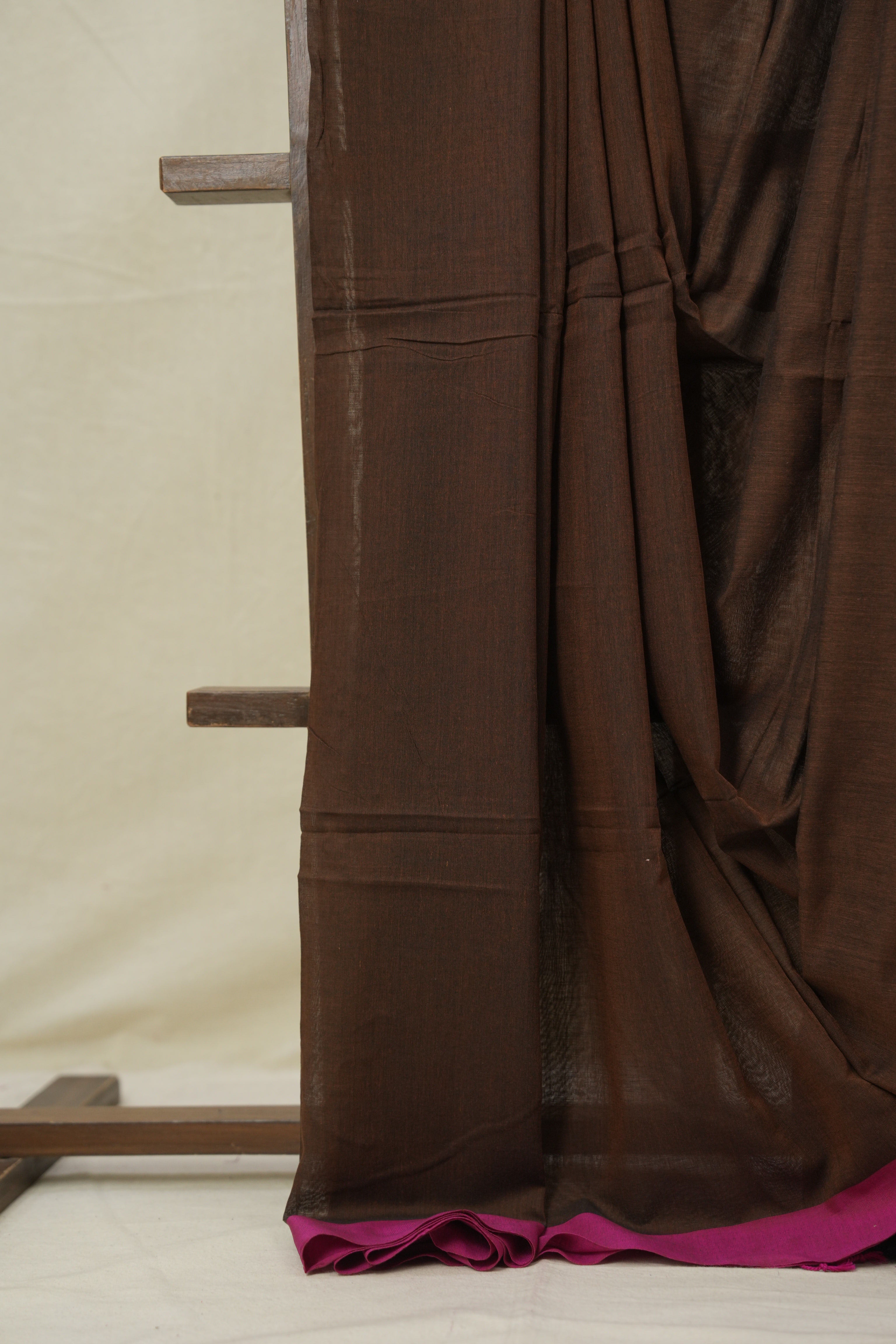Brown Bengal Cotton Saree - SRBBCS149
