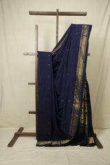 Navy Blue Cotton Paithani Saree - SRNBCPS806