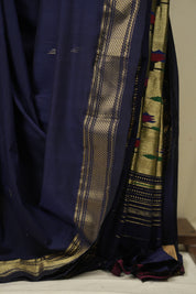 Navy Blue Cotton Paithani Saree - SRNBCPS806