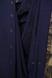 Navy Blue Cotton Paithani Saree - SRNBCPS806