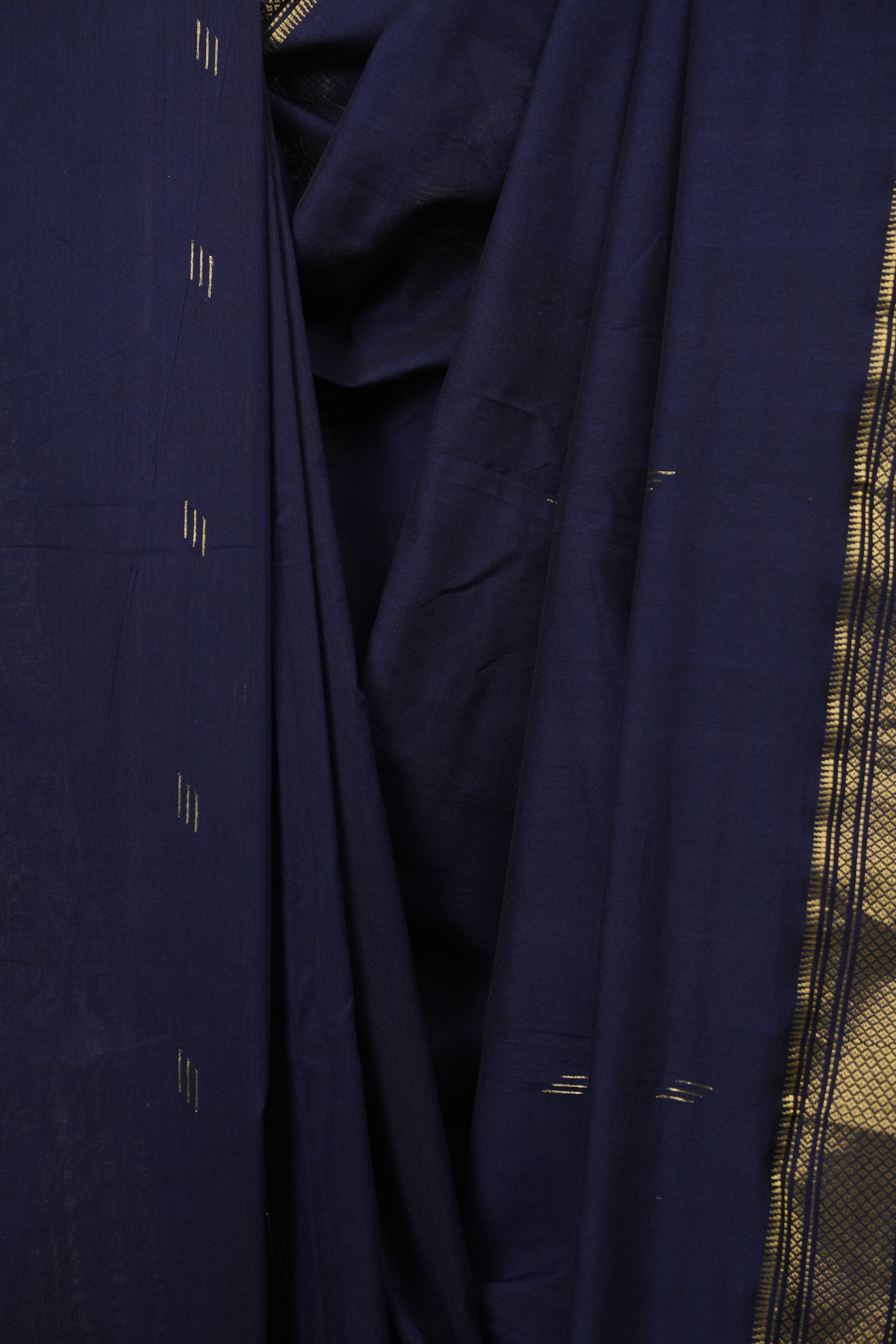 Navy Blue Cotton Paithani Saree - SRNBCPS806