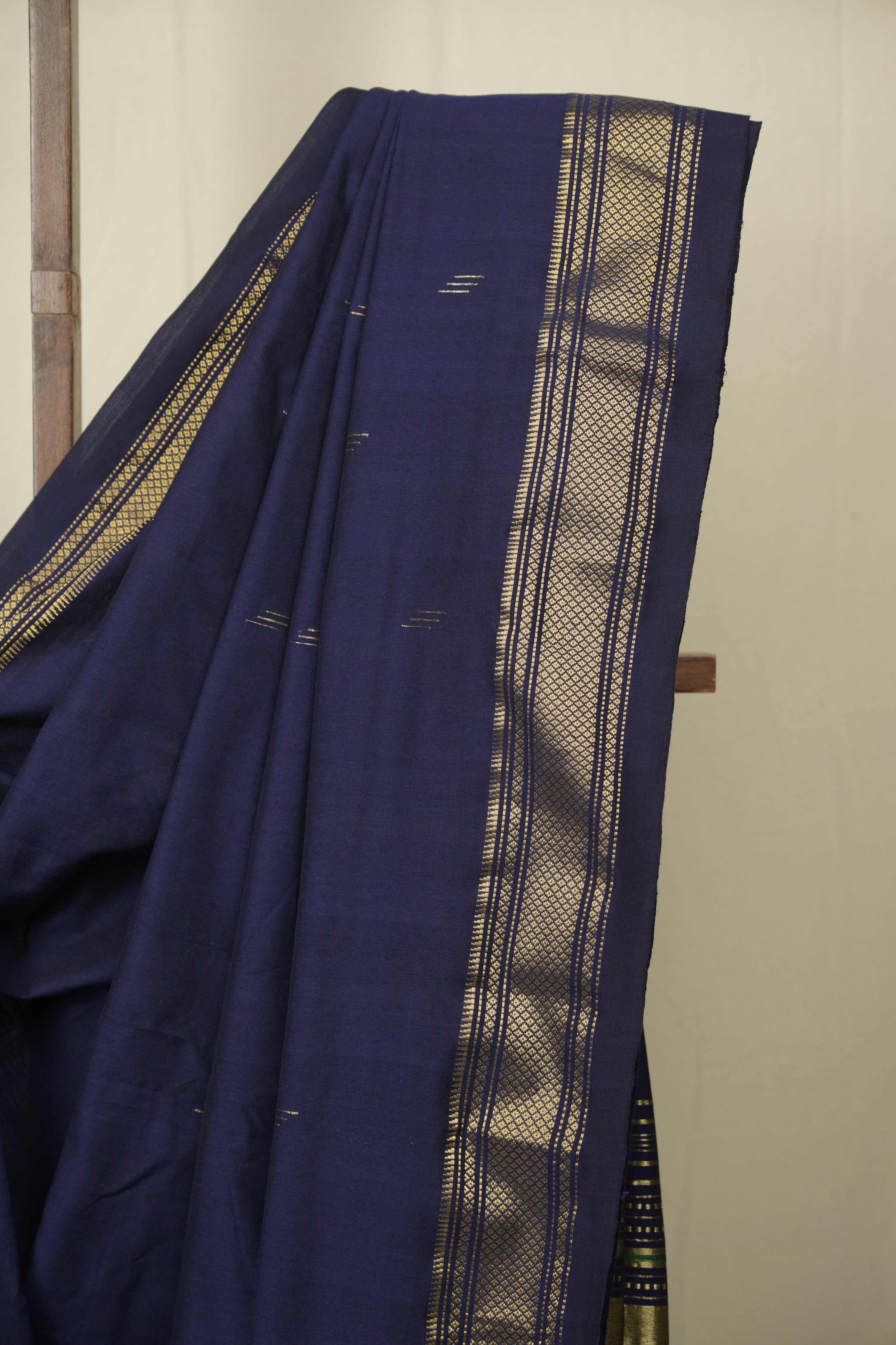 Navy Blue Cotton Paithani Saree - SRNBCPS806