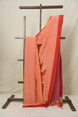 Peach Coral Bengal Cotton Saree - SRLPCBCS157