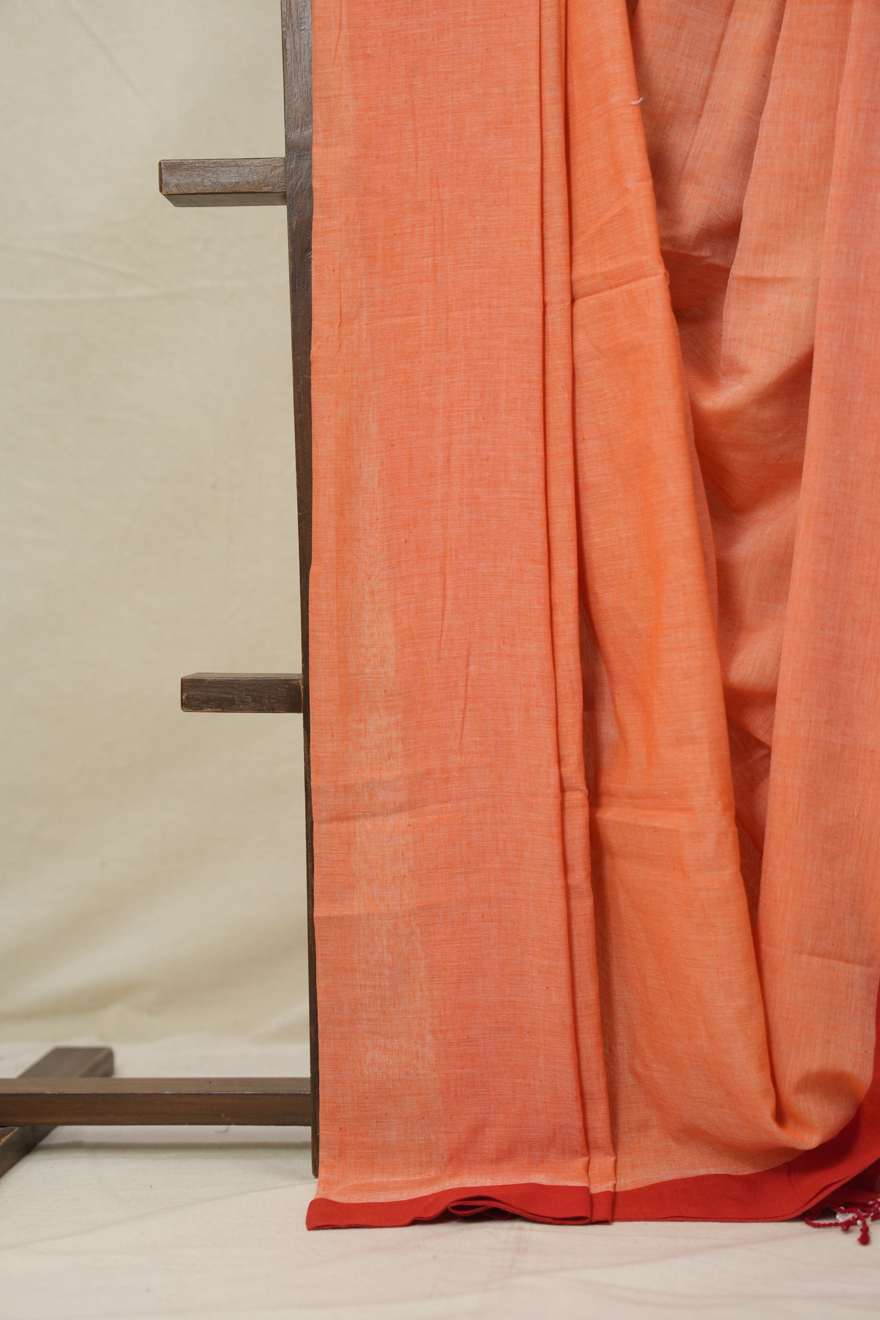 Peach Coral Bengal Cotton Saree - SRLPCBCS157
