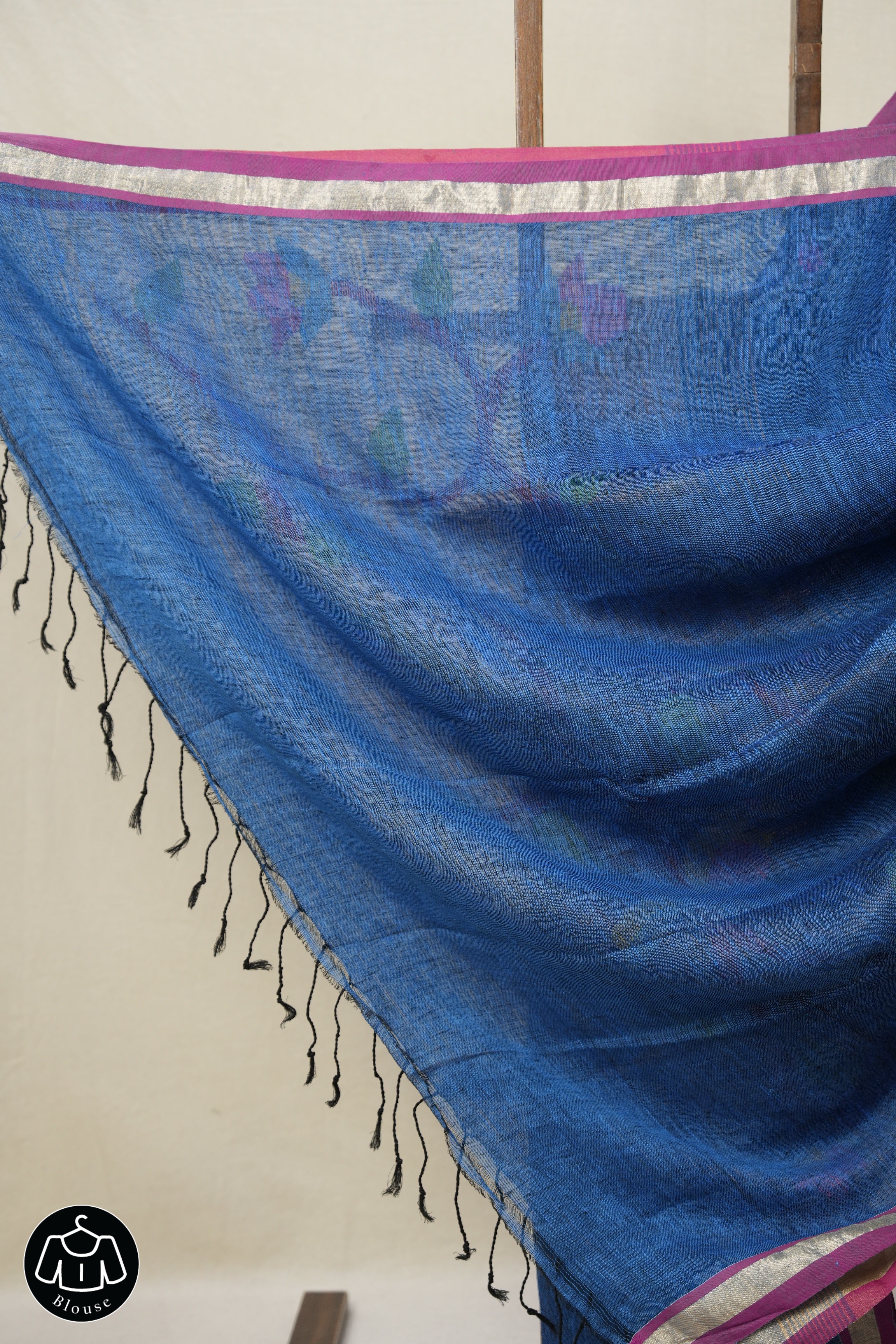 Peacock Blue Linen Jamdani Saree - SRPBLJS503