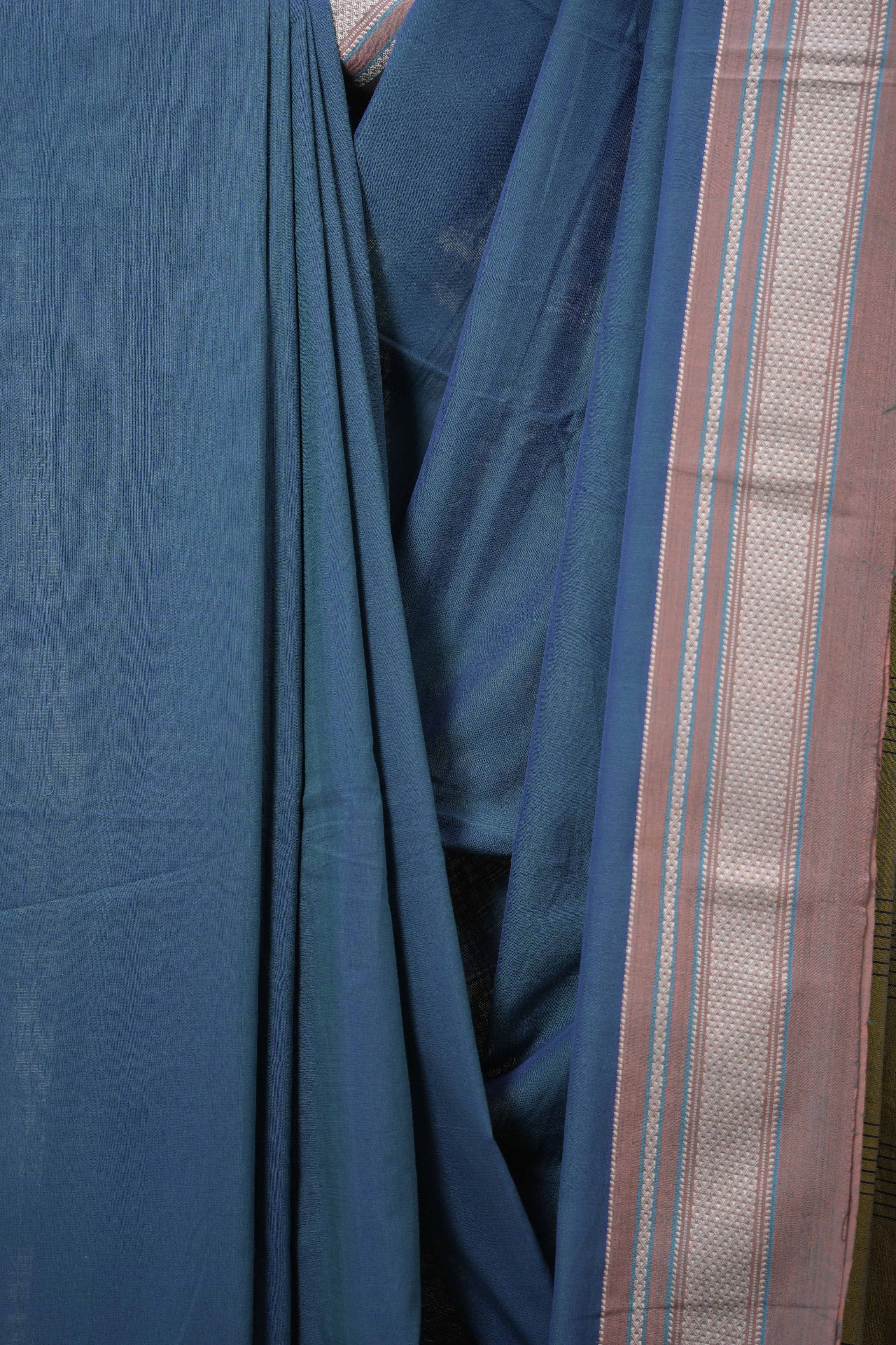 Teal Blue Cotton Ilkal Saree  - SRTBCIS663