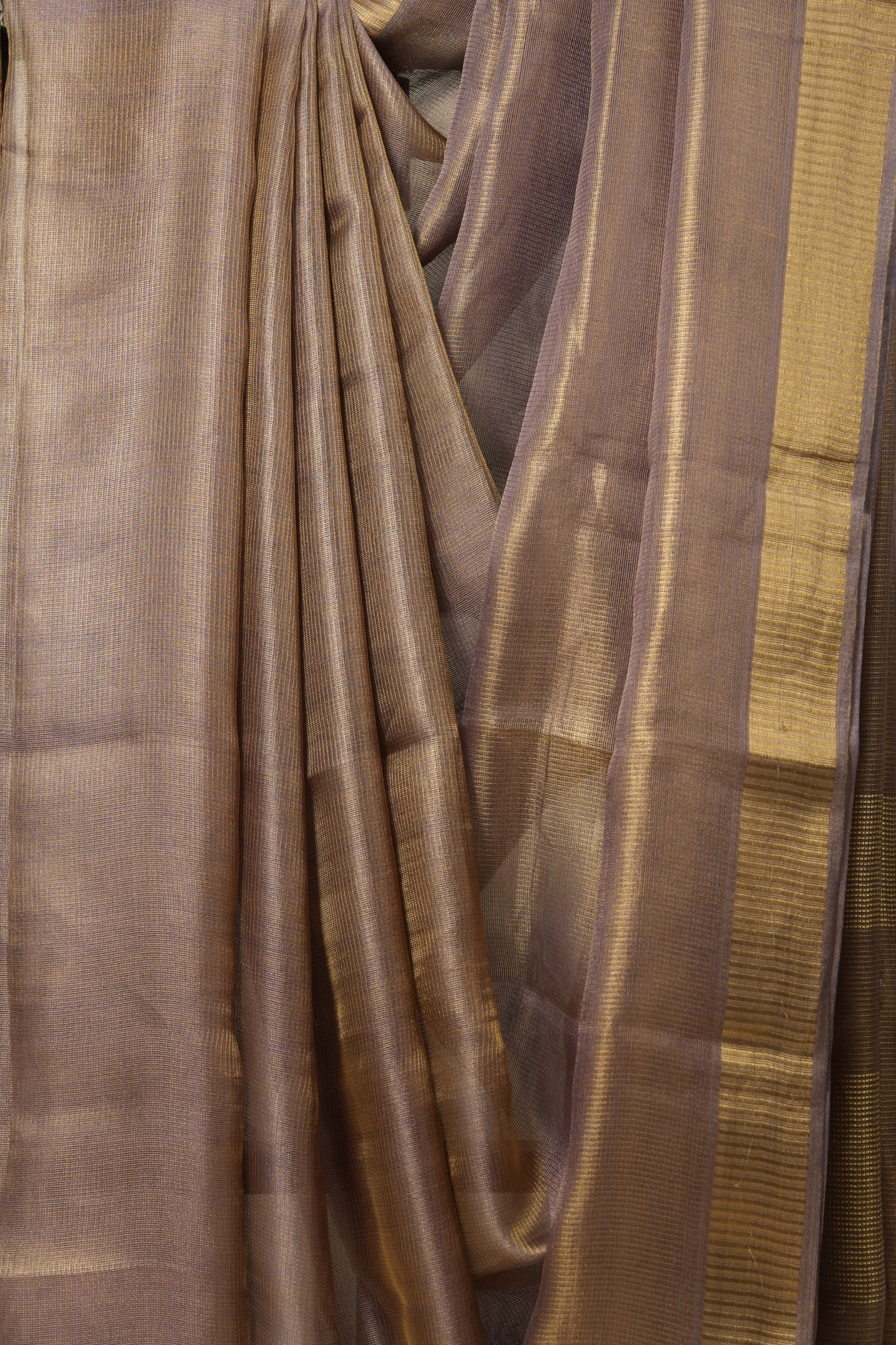 Lilac Gold Tissue Tussar Silk Saree - SRLGTTSS526