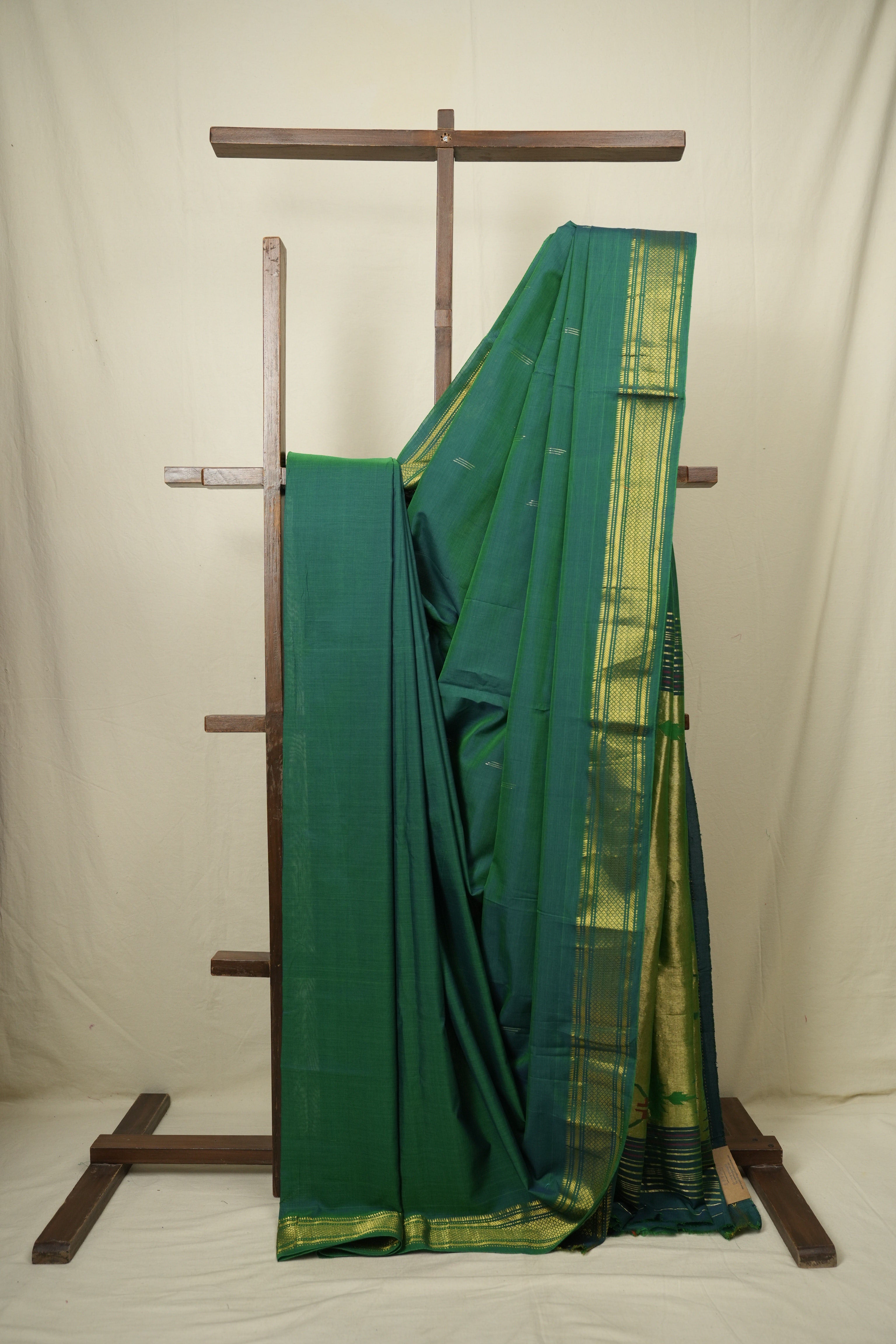 Peacock Green Cotton Paithani Saree - SRPGCPS809