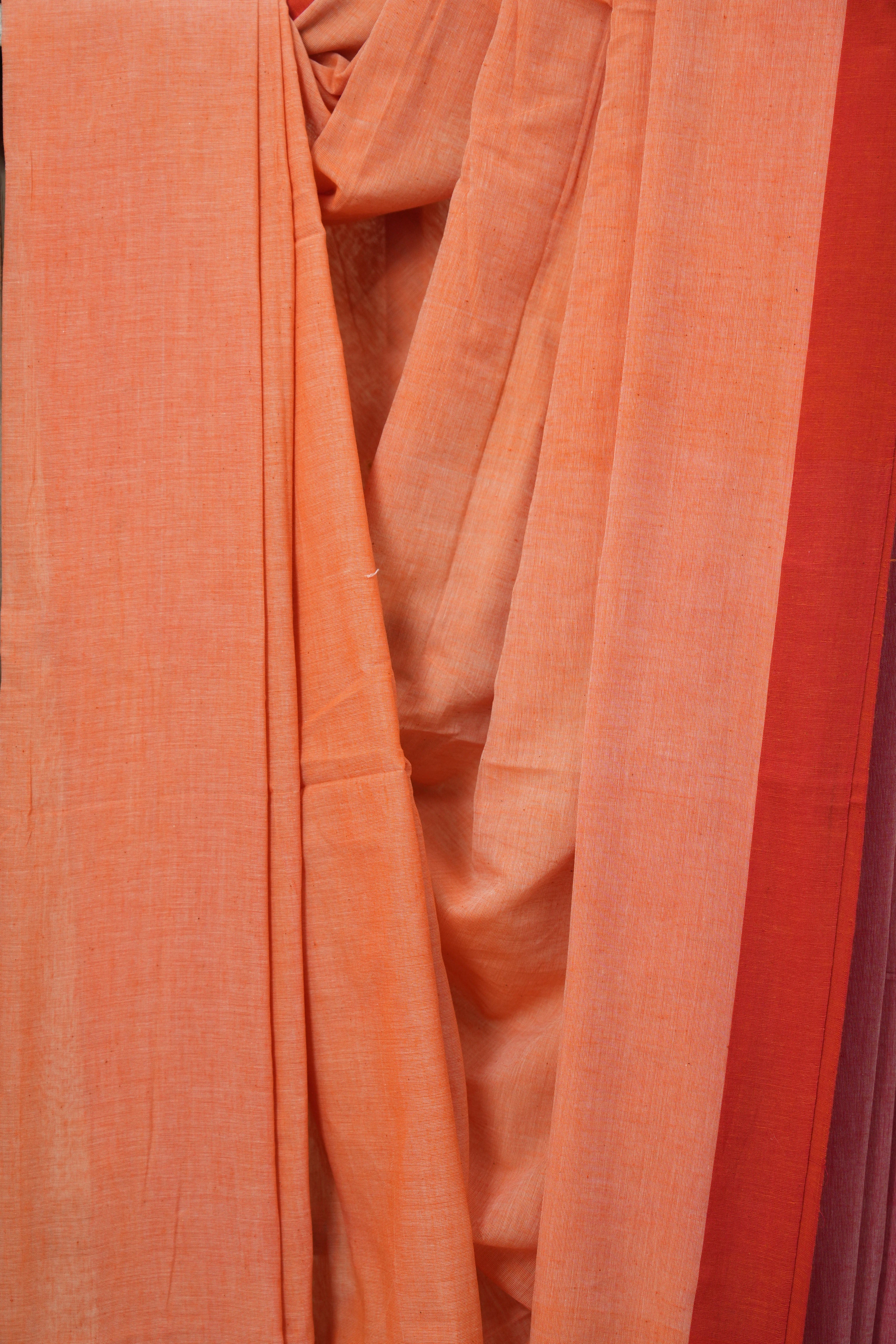 Peach Coral Bengal Cotton Saree - SRLPCBCS157